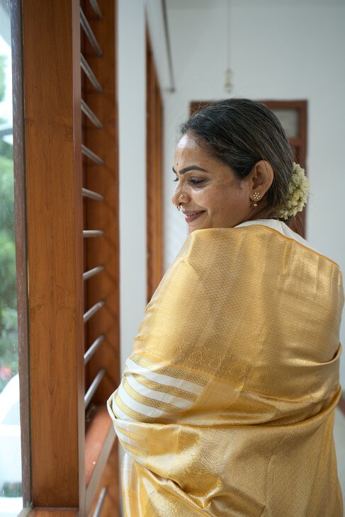 A Classic Ivory and Gold Saree