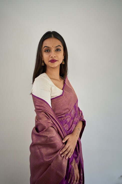 A Graceful Purple Kanjeevaram Saree
