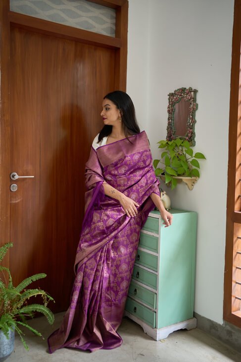 A Graceful Purple Kanjeevaram Saree