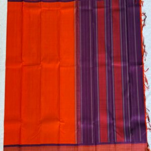 A Orange & Purple Thread Kanjeevaram Saree - Image 2