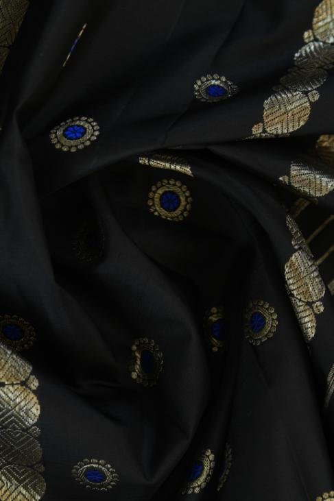 A Black & Red Meenakari Kanjeevaram Saree