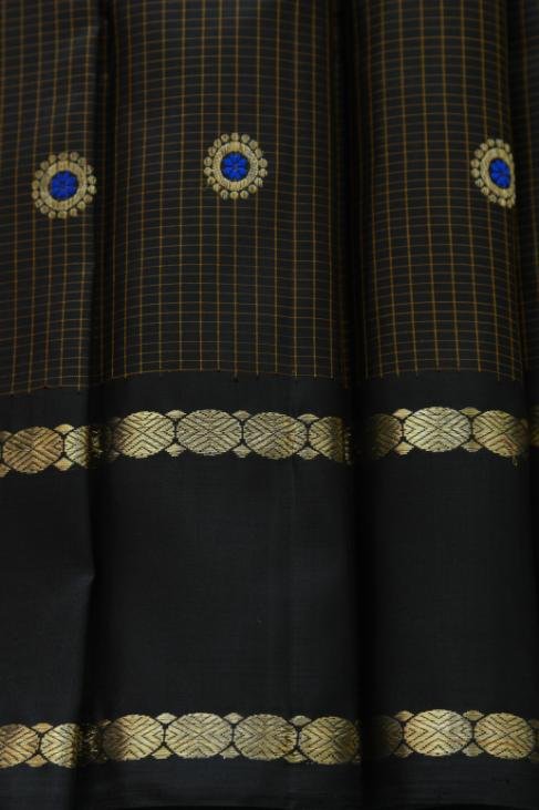 A Black & Red Meenakari Kanjeevaram Saree