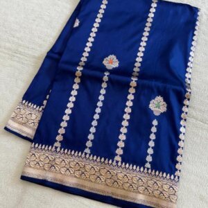 A Blue Banarasi Katan Silk Saree - Image 1