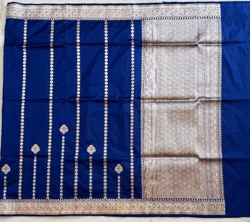 A Blue Banarasi Katan Silk Saree