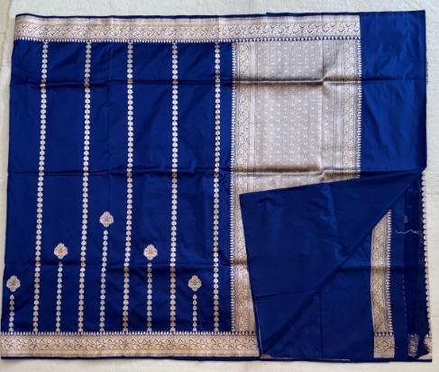A Blue Banarasi Katan Silk Saree