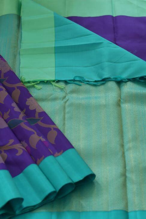 A Blue Floral Kanjeevaram Saree