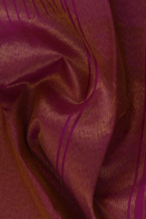 A Checked White & Pink Linen Kanjeevaram Saree