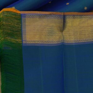 A Peacock Blue Kanjeevaram Saree - Image 5