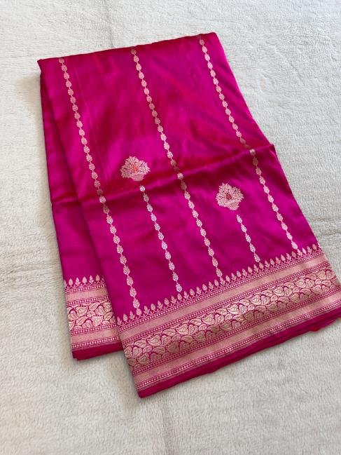 A Pink Banarasi Katan Silk Saree