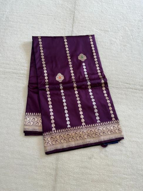 A Purple Banarasi Katan Silk Saree