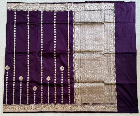A Purple Banarasi Katan Silk Saree