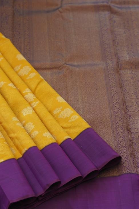 A Yellow Purple Kanjeevaram Saree