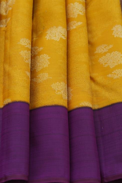 A Yellow Purple Kanjeevaram Saree