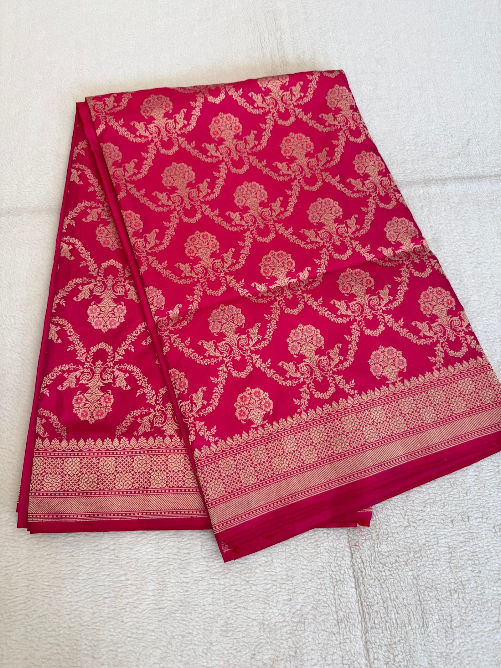 A Pink Banarasi Katan Silk Saree - Image 1