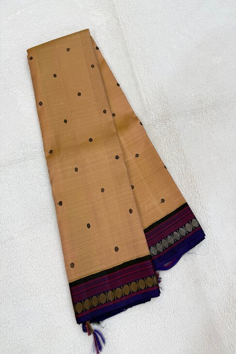 A Beige Black Rudraksh Thread Woven Kajeevaram Saree_1