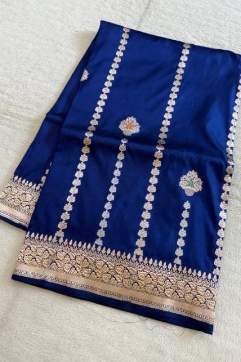 A Blue Banarasi Katan Silk Saree_1