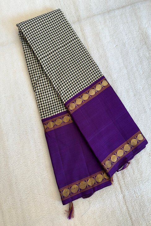 A Classic Black White Checked Saree_1