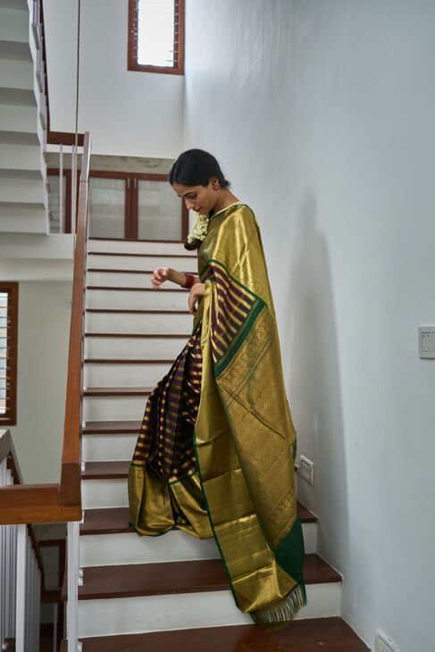 A Classic Brown and Green Saree_1