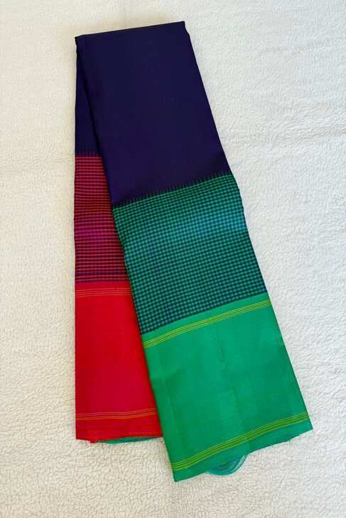 A Ganga-Jamuna BlueGreenOrange Thread Kanjeevaram Saree_1