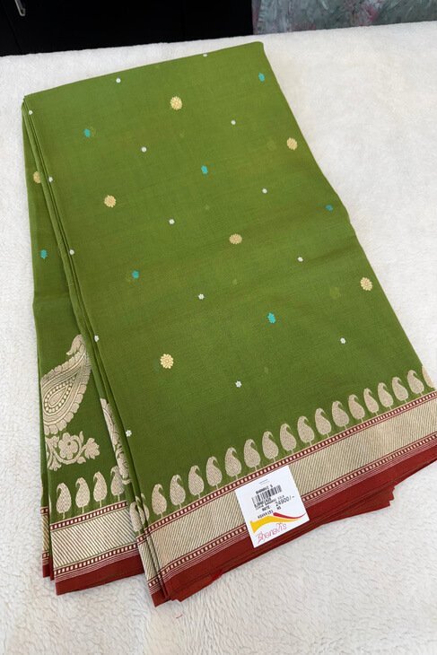 A Green Mul Banarasi Saree_1