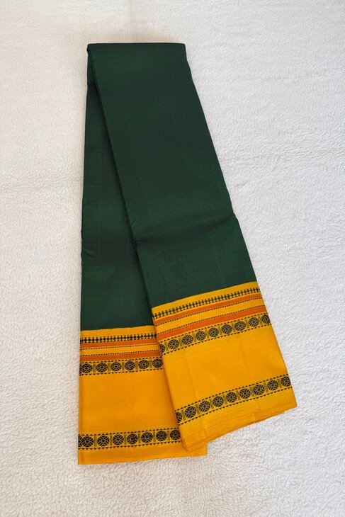 A Green Yellow Split Border Thread Kanjeevaram Saree_1