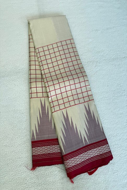 A Ivory Red Thread Kanjeevaram Saree_1