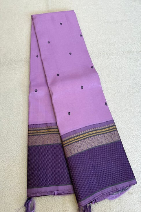 A Lavender Purple Thread Work Kanjeevaram Saree_1