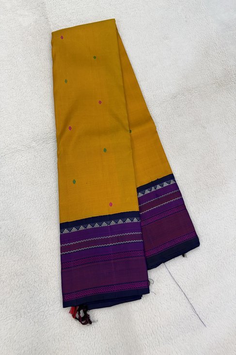 A Mustard Midnight Blue Thread Woven Kanjeevaram_1