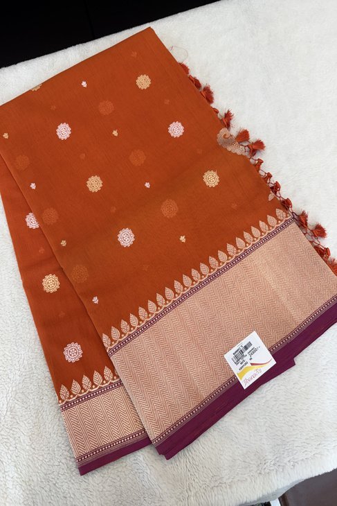 A Orange Mul Banarasi Saree_1