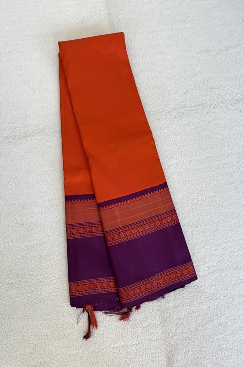 A Orange Purple Thread Kanjeevaram Saree_1