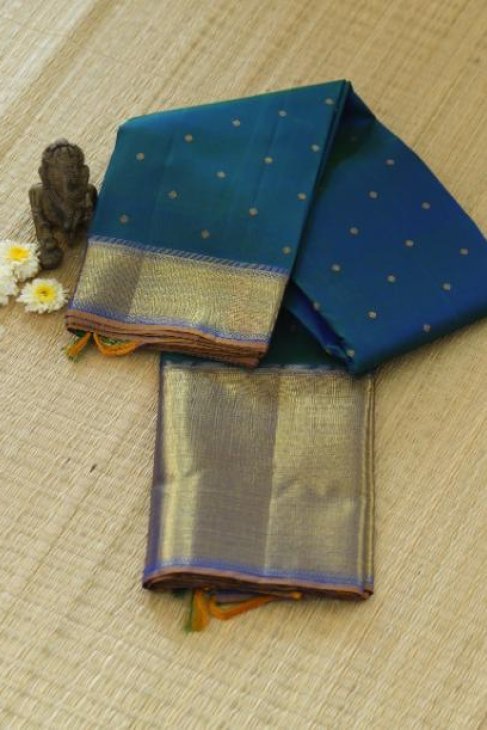 A Peacock Blue Kanjeevaram Saree_1