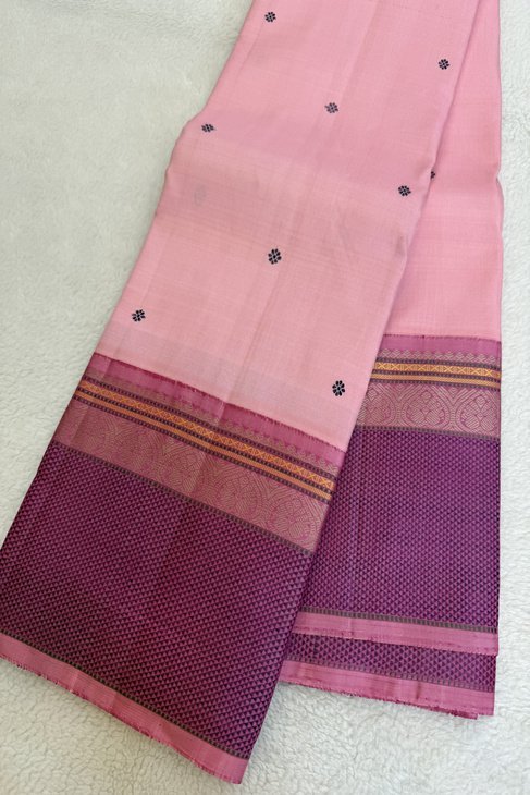 A Pink Pink Thread Work Kanjeevaram Saree_1