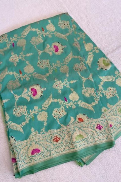 A Sea Green Katan Banarasi Saree_1