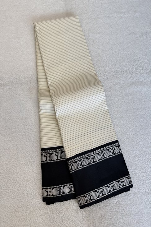 A Striped White Black Thread Kanjeevaram_1