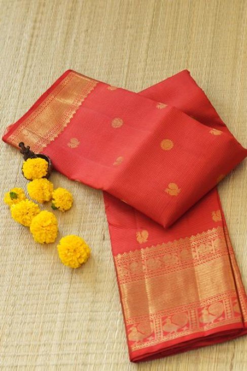 An all red bridal Kanjeevaram Saree_1